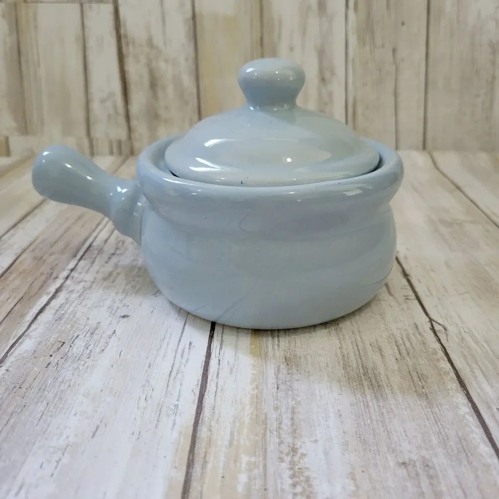Pastel French Onion Soup Small Crock With Lid Pot  Baby Blue Set Of 4